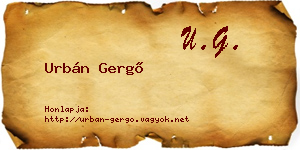 Urbán Gergő névjegykártya